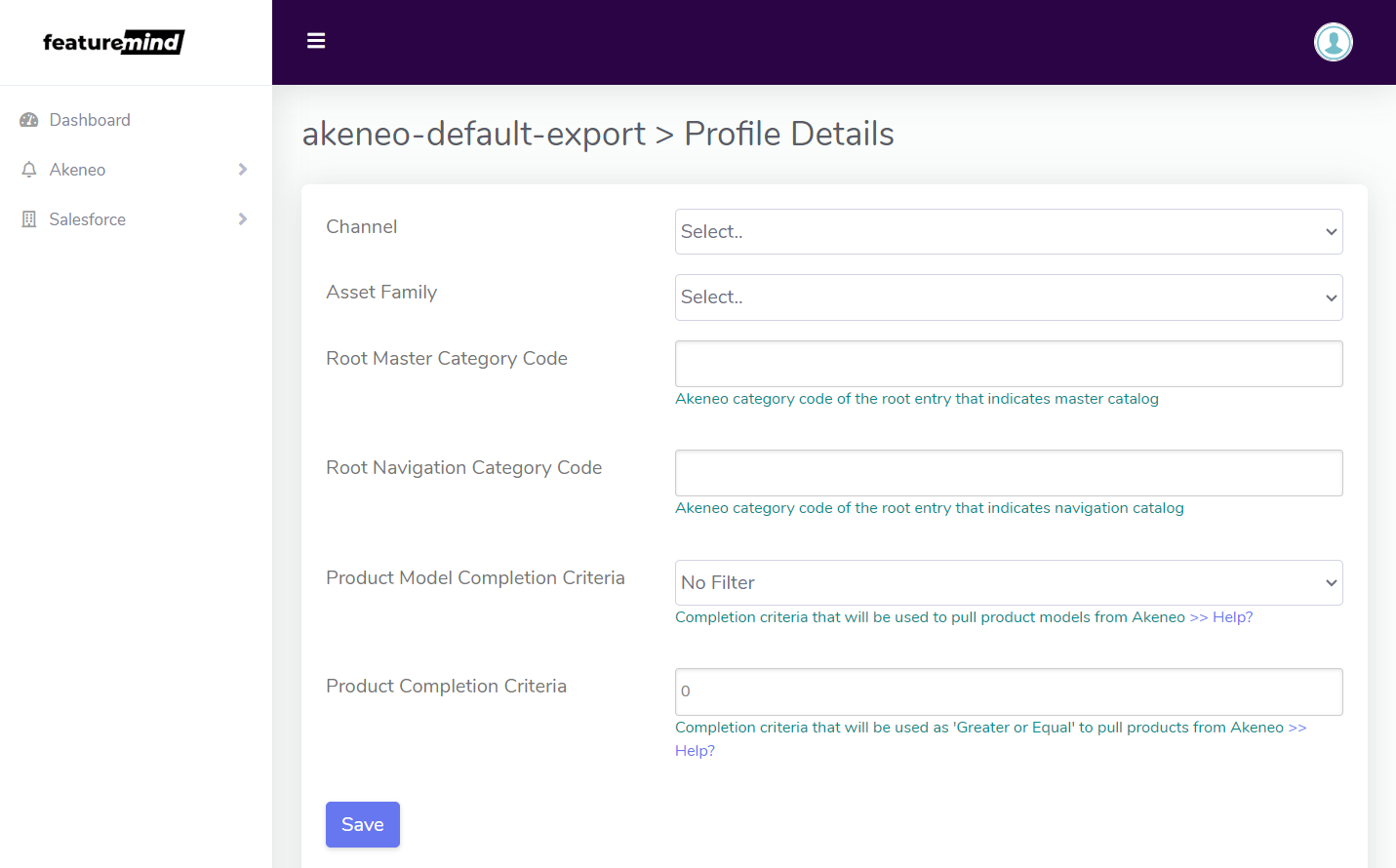 akeneo export profile ne